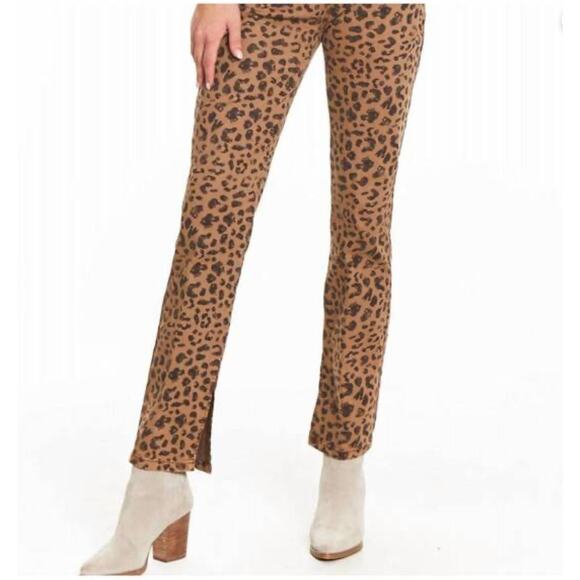 TRU LUXE leopard print hi waist straight jean in brown animal print NWT size 12 - Picture 1 of 11